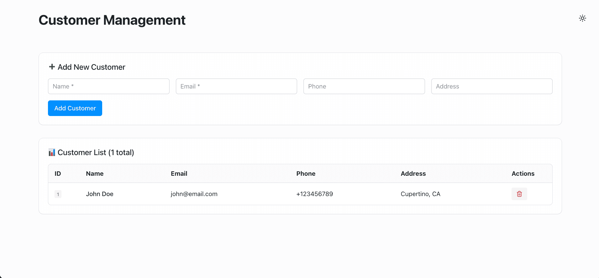 Reflex Customer Data App