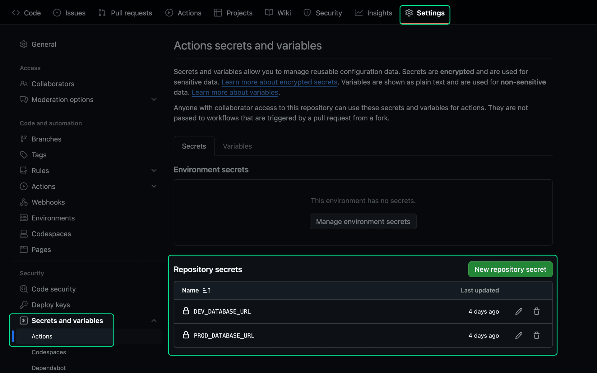 github repository secrects